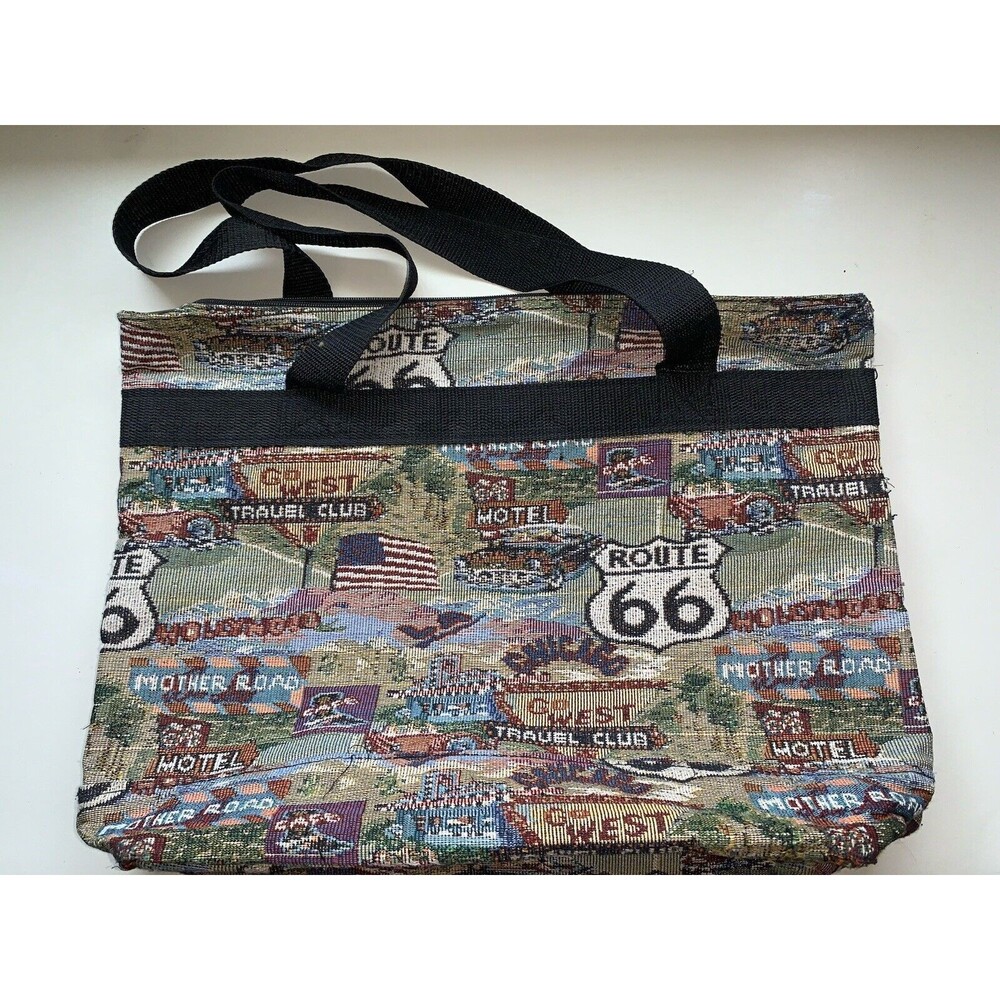 Bovano USA Route 66 The Mother Road Tapestry Tote Bag Purse